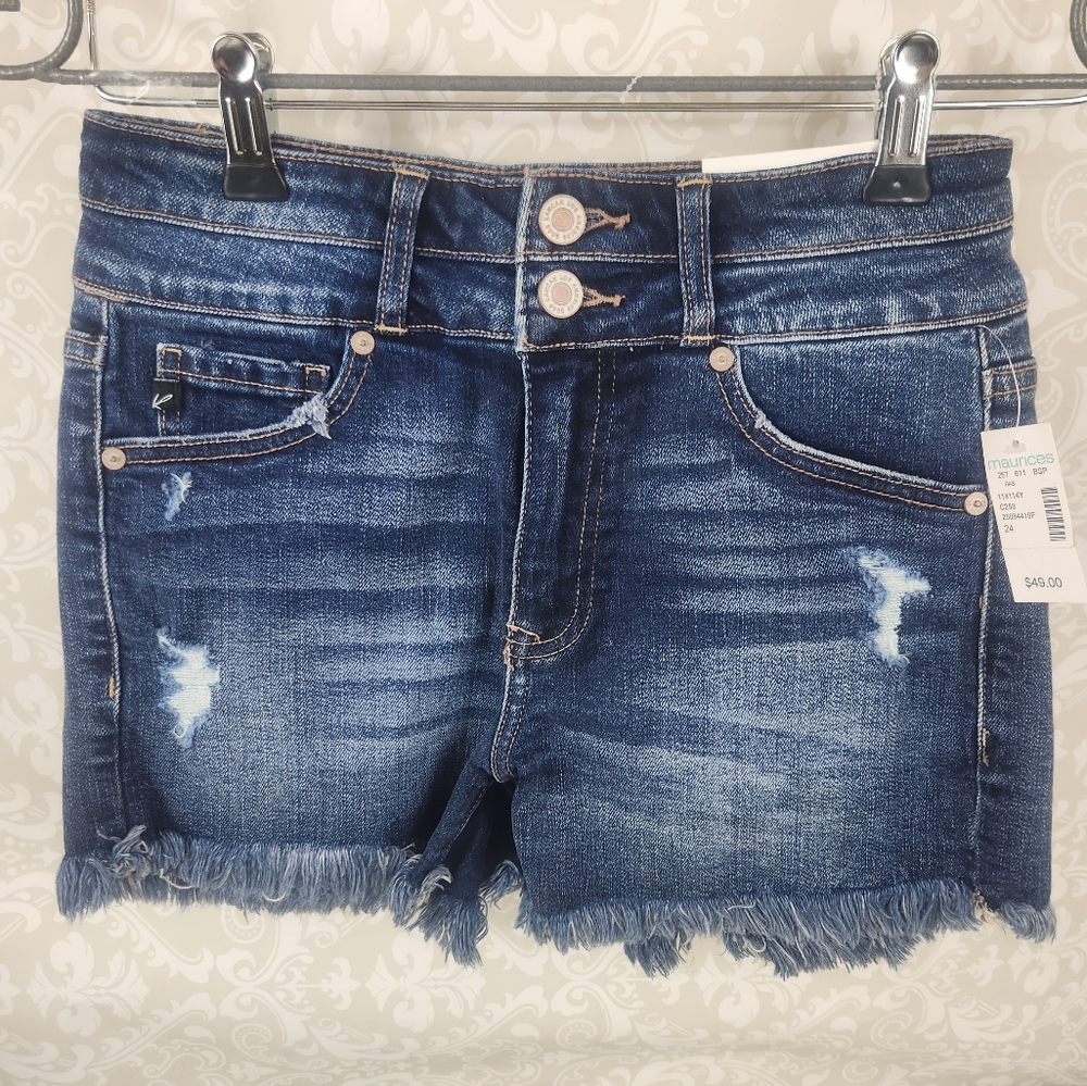 Maurices Distressed Jean Shorts with Frayed Hem